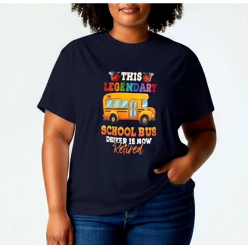 Port & Company Women's XL Blue School Bus Driver Short Sleeve Crew Neck T-Shirt
